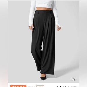 Halara - Black High Waisted Plicated Side Pocket Wide Leg Waffle Work Pants